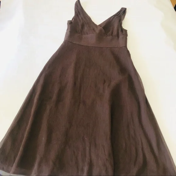 J. Crew | Dresses | Jcrew 0 Silk Brown Vneck Midi Dress Womens 6 | Poshmark